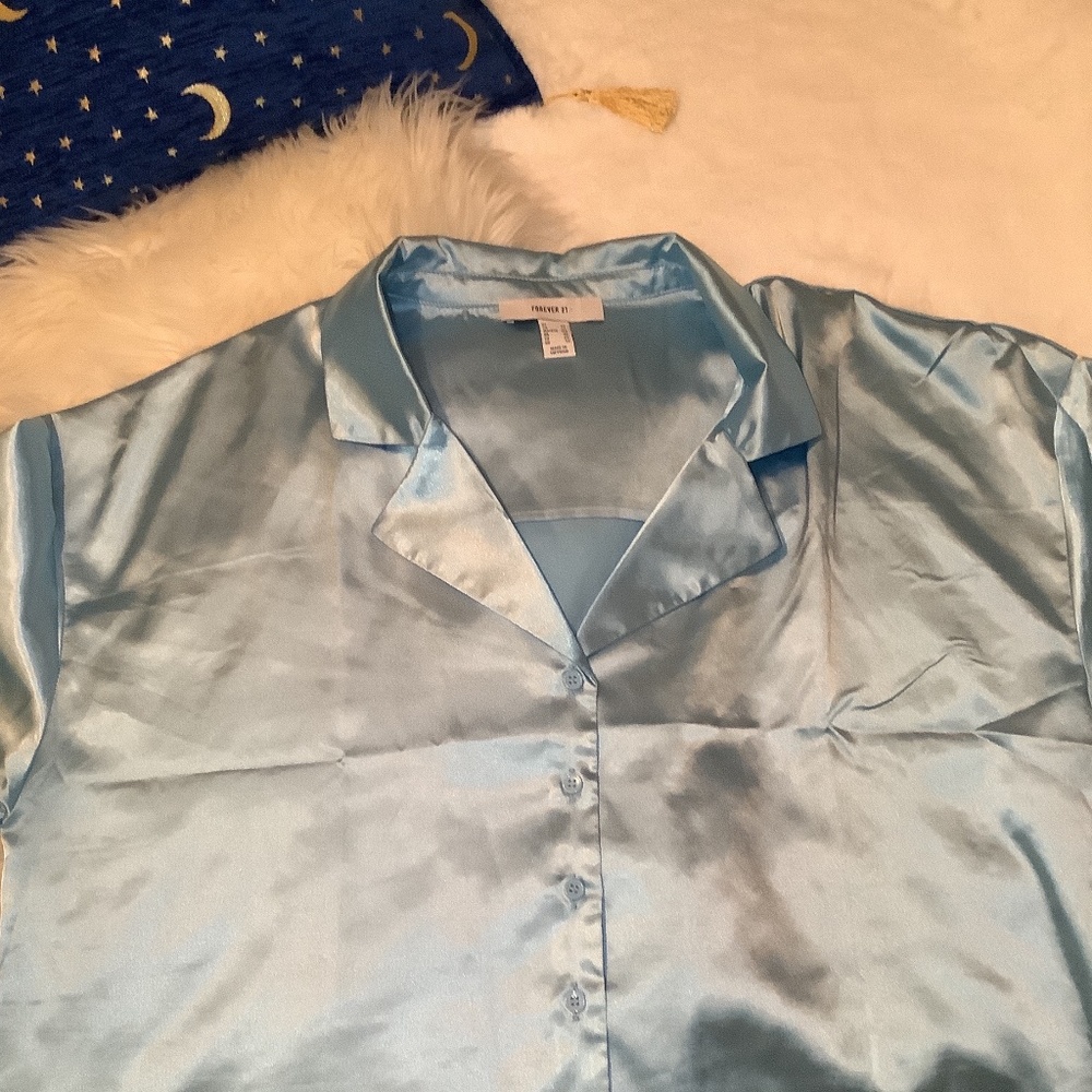 Cropped Satin / Silk Pajama Top